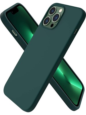 Mena Rise 13 Pro Max Kılıf 6.7 ile Uyumlu, Ince Sıvı Silikon 3 Katmanlı Tam Kaplamalı Yumuşak Jel Kauçuk Kılıf Kapak, Koyu Yeşil