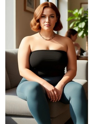 FRM Moda Büyük Beden Kayık Yaka Örme Fit Düz Desen Casual Günlük Regular Kolsuz Bluz