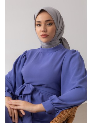 Gri Silk Home Düz Twill Polyester Eşarp