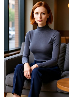 FRM Kadın Moda Şık Regular Balıkçı Yaka Slim Kalıp Örme Yumuşak Kumaşlı Fitted Vücuda Oturan Esnek Bluz