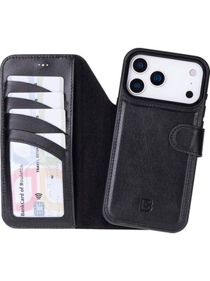 Bouletta iPhone 17 Pro Uyumlu Hakiki Deri Magsafe ve Rfıd Koruma Özellikli Çıkarılabilir Cüzdanlı Kılıf
