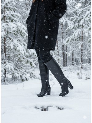 Anora Hakiki Deri Kadın Çizme - Kalın Topuk 25HSY1976