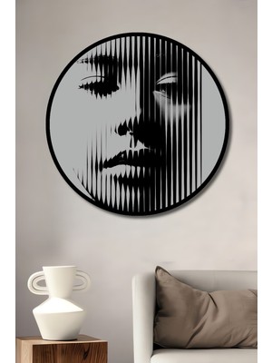 Teona Ahşap Dekoratif Ahşap Yuvarlak Çerçeve Görünümlü Tablo Çizgilerin Yüzü