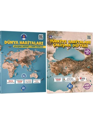 Kr Akademi Yayınları Coğrafyanın Kodları Türkiye ve Dünya Haritaları Çalışma Defteri ve Soru Bankası Seti (Tüm Sınavlar Için)