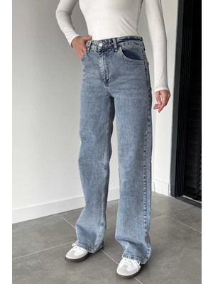 Gülseli Kadın Yüksek Bel Palazzo Jean Kot Pantolon P-00018894