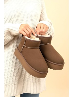 Oksit Frz F2150 Süet Içi Kürklü Yünlü Kalın Tabanlı Yüksek Topuklu Kadın Bot