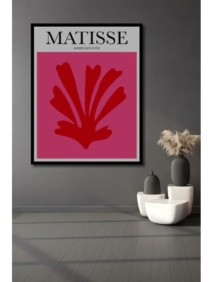 Teona Ahşap Dekoratif Ahşap Dikdörtgen Tablo Matisse Kırmızı Yapraklar Çerçeve Görünümlü