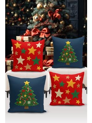 Bertille Home Yılbaşı Serisi Çift Tarafı Dijital Baskılı  4'lü Kırlent Kılıfı Seti (Christmas Noel Cushion Cover)