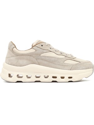 Derimod Kadın Bej Bağcıklı Kalın Tabanlı Deri Sneaker 25AFD142014