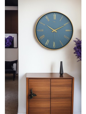 Galaxy Premium Kasa Romen Rakamlı Duvar Saati Mavi