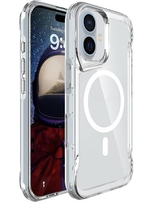 Mena Rise ile Uyumlu 16 Kılıf M-Safe Şarj Özellikli T-Max M-Safe Kapak Şeffaf