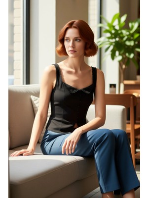 FRM Kadın Pamuklu Dokuma Bluz Şık Kare Yaka ve Rahat Kalıp Detayları Kaliteli Şık Rahat Modern