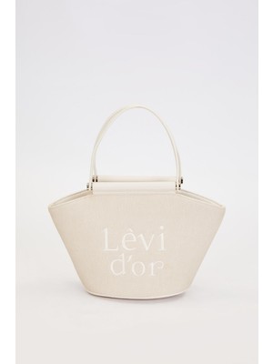Lêvi D'or Krem Hasır Görünümlü El Çantası