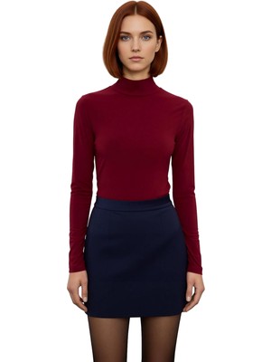 Ersefa Stil Kadın Fitted Vücuda Oturan Kollu Fitilli Esnek Bluz Regular Örme Slim Kalıp