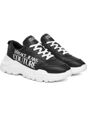 Versace Erkek Fondo Speedtrack Dis. Sc1 Büyük Yazı Logolu Kalın Tabanlı Sneaker - Siyah