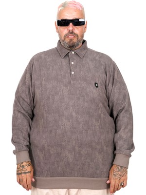 Mode Xl Battal Beden Polo Yaka Sweatshirt Desenli U24440