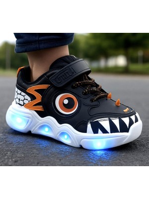 Cool Stego-Bebe 22/26 Çocuk Ilk Adım Işıklı Taban Cırtlı Sneaker Spor Ayakkabı