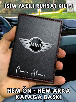 Nurdic Minicooper Ön Arka Baskılı Oto Araç Ruhsat Kabı Kartlık Deri Isim Yazılı Kişiye Özel Cüzdan