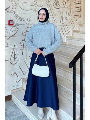 Lamelif Crop Kazak Gri