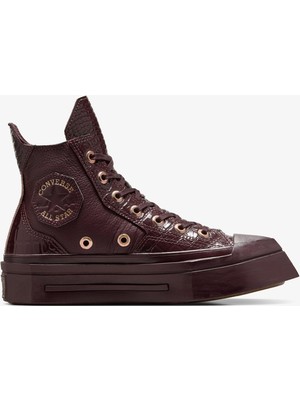 Converse Chuck 70 De Luxe Squared Unisex Bordo Deri Platform Sneaker
