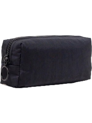 01104 Siyah Krinkıl Kumaş Tek Gözlü Yıkanabilir Kalemlik Kalem Kutusu Makyaj Çantası