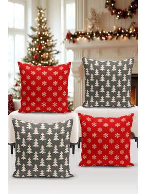 Bertille Home Yılbaşı Serisi Çift Tarafı Dijital Baskılı  4'lü Kırlent Kılıfı Seti (Christmas Noel Cushion Cover)