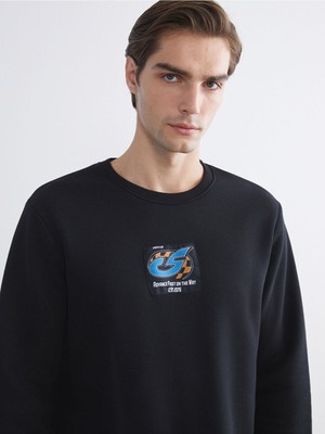 LC Waikiki Yeni Sezon Bisiklet Yaka Baskılı Erkek SWEATSHIRT_8684686536187