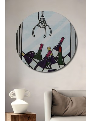 Teona Ahşap Dekoratif Ahşap Yuvarlak Tablo Şarap Yakalama
