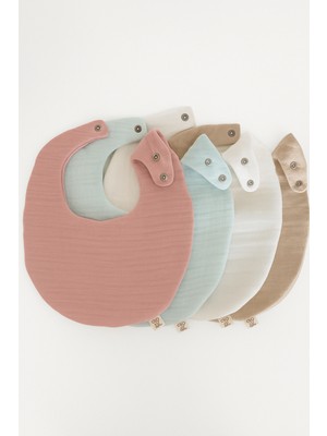 Boho Piccolo 4'lü Oval %100 Pamuk Organik Müslin Bebek Mama Önlüğü / Yakalık / Salya Önlüğü