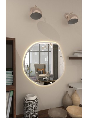 Wallover Design Özel Tasarım Mdf Çerçeveli Kablosuz Pilli Ledli Love Beyaz Ayna (Rodajlı Ayna 4mm Kalite)