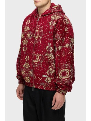 Les Benjamins Desenli Pamuklu Regular Fit Kapüşonlu Fermuarlı Sweat Erkek Sweat LB25FWCLAMUZH