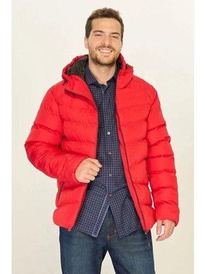 D1fference İçi Astarlı Cepli Kapüşonlu Jel Elyaflı Su ve Rügar Geçirmez Erkek Kışlık Mont