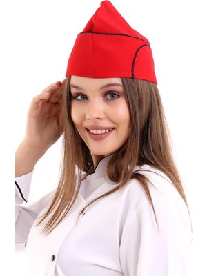 Aşçı Kayık Kep - Kırmızı Siyah Biyeli