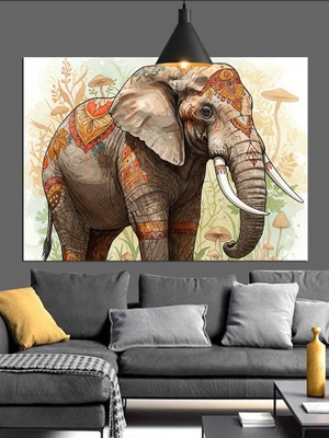 Tablo Mega Afrikalı Fil Portresi Dekoratif Kanvas - Mdf Ahşap Tablo