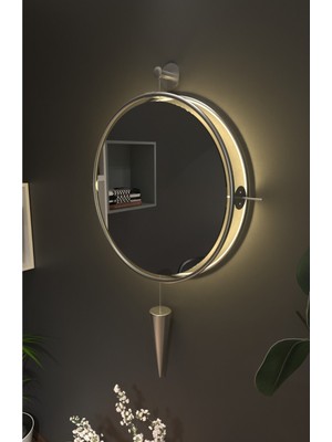 Wallover Design Lustra Mat Gümüş - Xxl Dev Boy - Kablosuz Ledli Dekoratif Ayna – Modern Dekoratif (Mobilya) Ayna