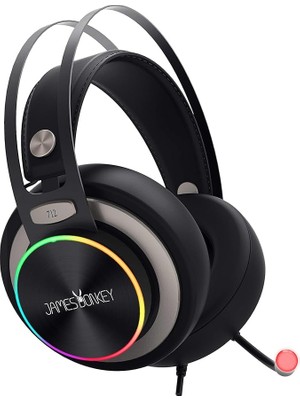 Misda Store James Donkey 712 Siyah 7.1 Surround Rgb Gaming Kulaklık Neodimyum 50MM Sürücüler 112DB Hassas Mikrofon -43DB Rgb LED Aydınlatmalı Manuel + Yazılımla Ses Kontrol USB Bağlantı ve Ses Kartı
