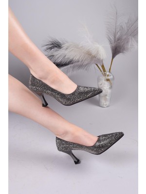 Birikon Azul Sıvama Taşlı Stiletto Platin