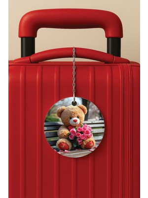 Nurdic Desenli Baskılı Pleksi Zincir Aparatlı Bavul Etiketi Valiz Etiketi Sevgililer Günü