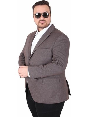 Starbattal Erkek Büyük Beden 4 Drop Blazer Sedef Ceket 500606 Kahverengi