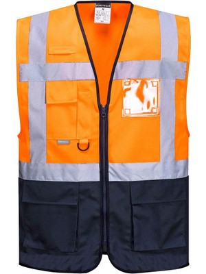 Portwest C 476 Reflektörlü Mühendis Yeleği (Turuncu/lacivert)