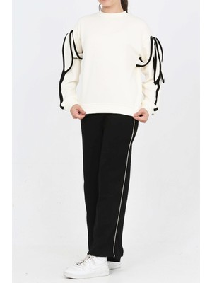 Modanino Kız Çocuk  Kol Aksesuarlı Geniş Paçalı Alt- Üst Takım 12320