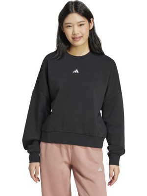 Adidas Small Logo Feel Cozy Kadın Siyah Bisiklet Yaka Sweatshirt