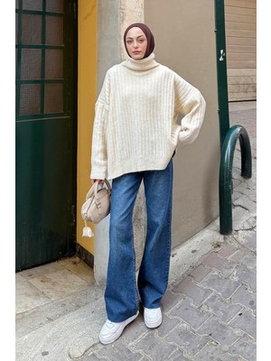 Lamelif Balıkçı Yaka Kazak Natural