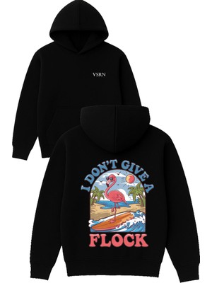 Vsrn I Dont Gıve A Tasarım Baskılı Oversize Siyah Kapüşonlu Sweatshirt