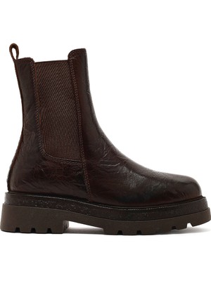 Derimod Kadın Kahverengi Kalın Tabanlı Deri Chelsea Bot 25WFD187318