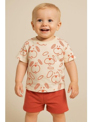 Dinamik çocuk Erkek Bebek Köpek Desenli Dog 2li Yazlık Takım Alt Üst 6-9-12AYLIK