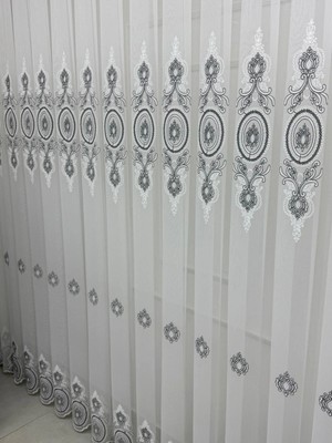 Nivemes Home Nivemeshome Osmanlı Motifli 1453 Gümüş Detaylı  1/2,5 Pileli Tül Perde Apm