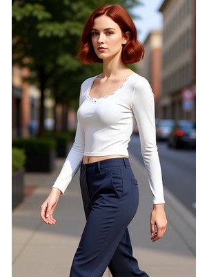 PayBuy Kadın Kare Yaka Dantel Detaylı Uzun Kollu Crop Örme Kaliteli Şık Rahat Modern Zarif Günlük