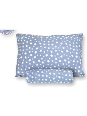 Pamuklu Ranforce Tek Kişilik 160X240 Lastiksiz Çarşaf ve Yastık Kılıfı - Mavi Yıldız Desenli (Mavi / 160 x 240 Cm)