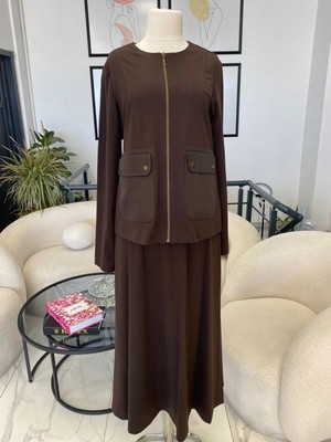 Nurcan Çetin Ceket Takım Kahverengi